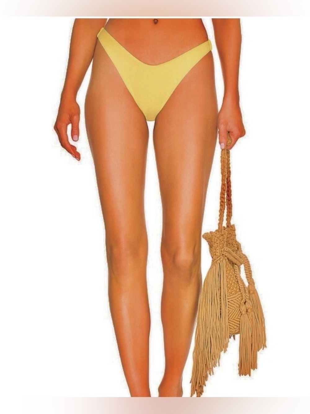 NWT $88 L*Space Cabana Bitsy bikini bottom ribbed lemon drop yellow Medium